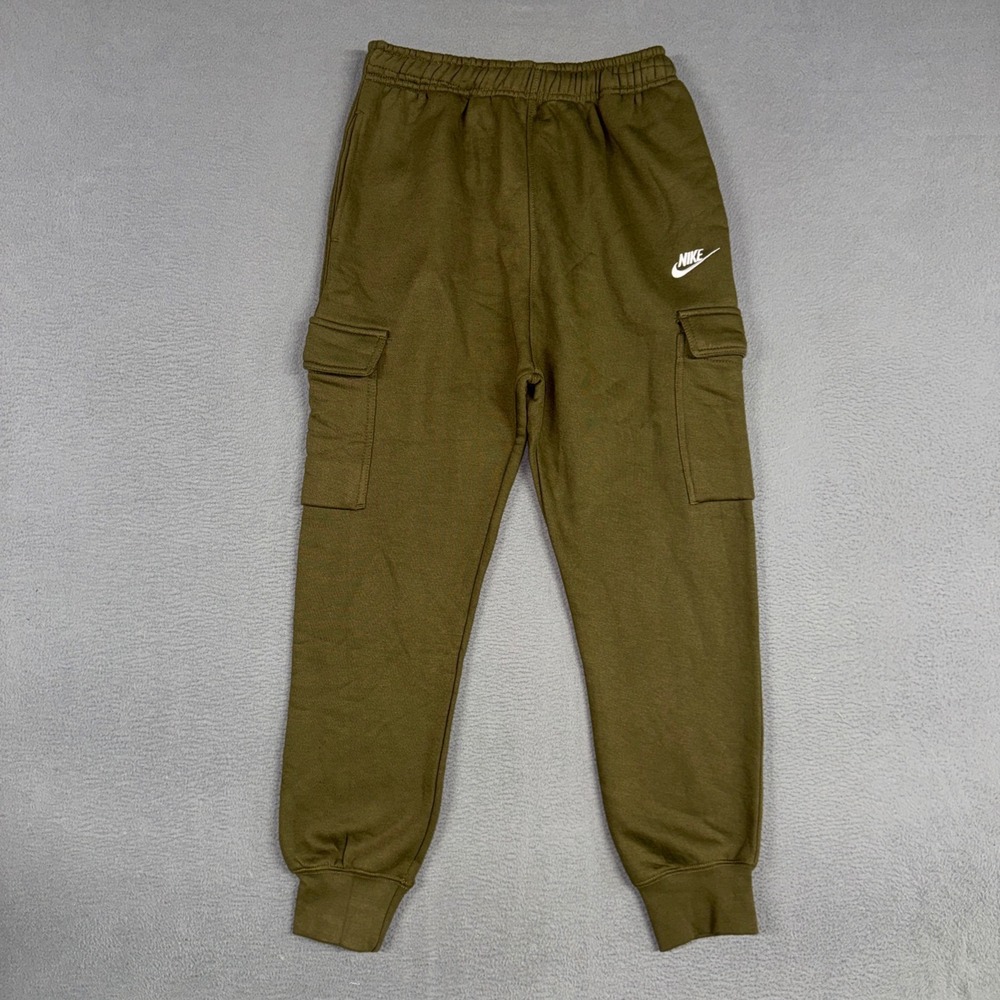 Nike Sportswear Club Fleece Pants Mens Medium Olive Green Cargo Tapered Leg NWT